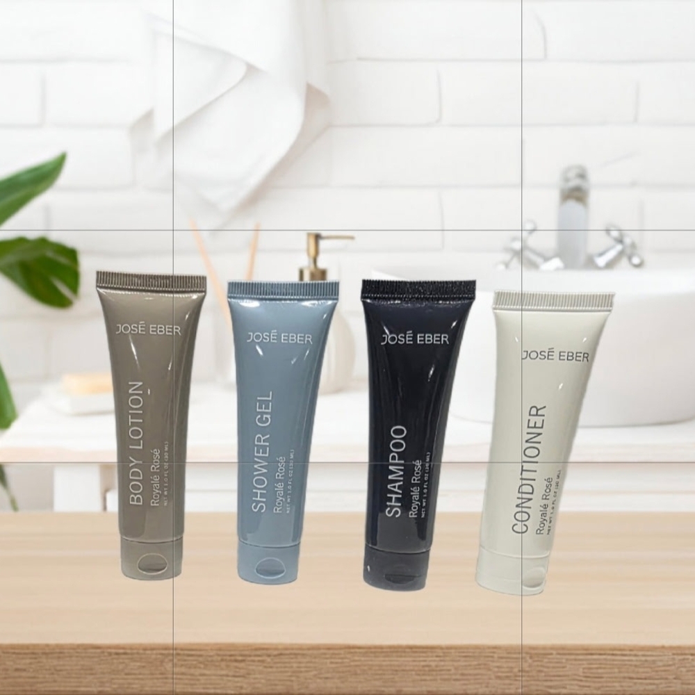 José Eber Travel Size Hair and Body Care Set - Black, Gray, Cream